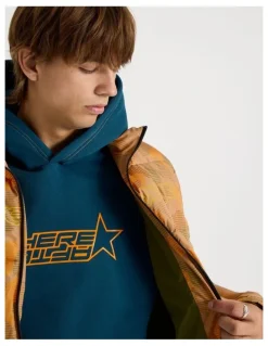 There After Mid Length Puffer Jacket in Orange Camo