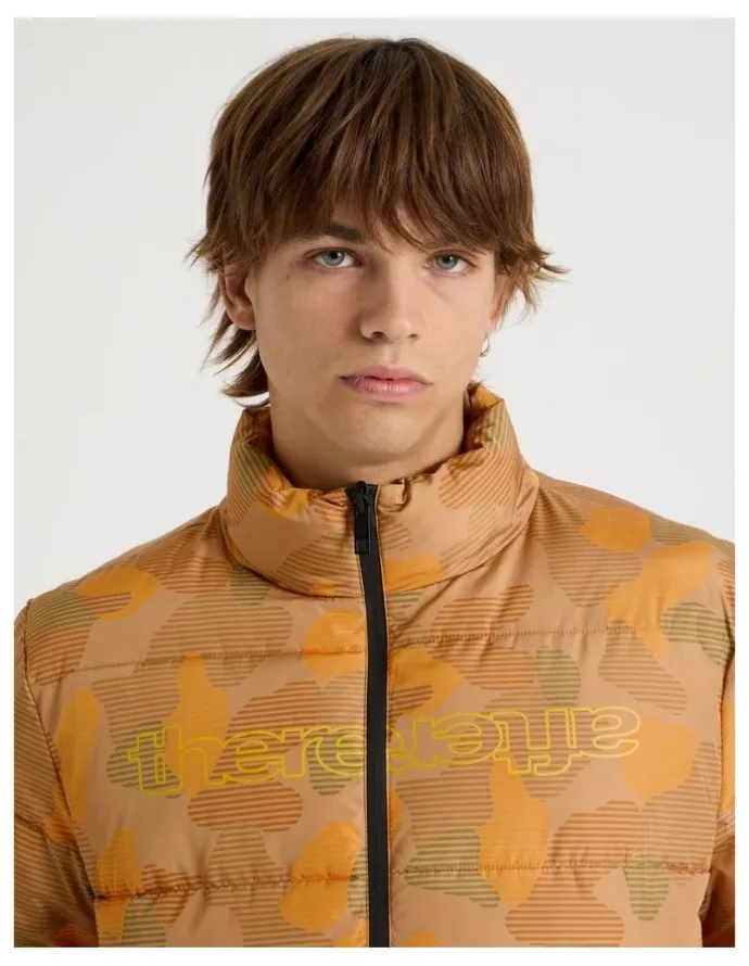 There After Mid Length Puffer Jacket in Orange Camo