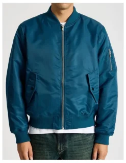 There After Nylon Bomber Jacket in Blue
