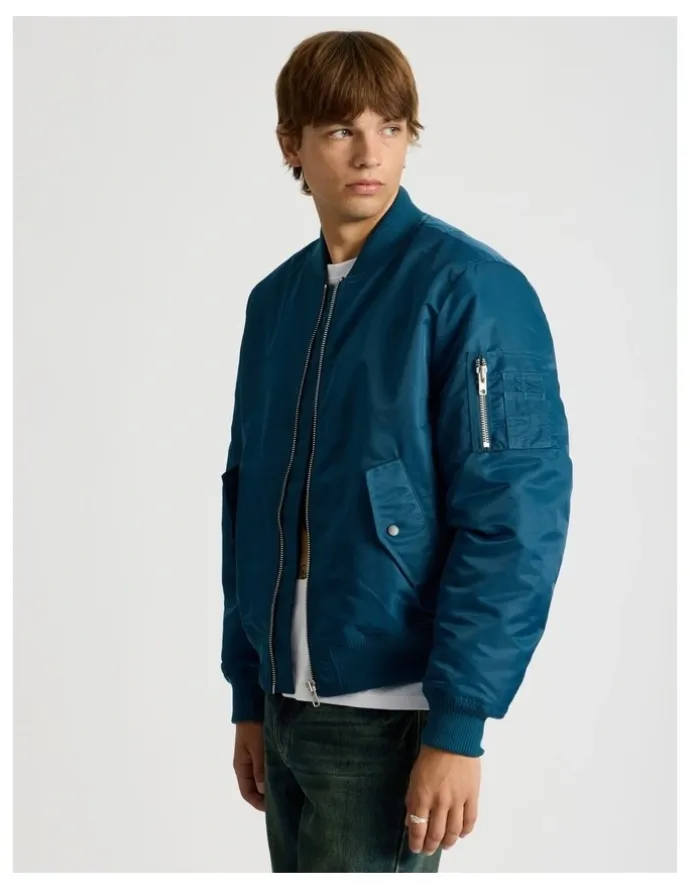 There After Nylon Bomber Jacket in Blue