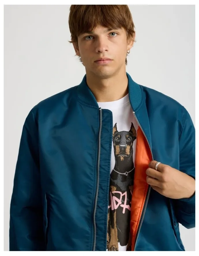 There After Nylon Bomber Jacket in Blue