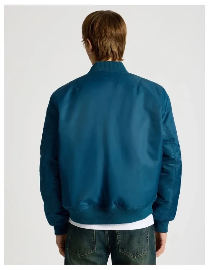 There After Nylon Bomber Jacket in Blue