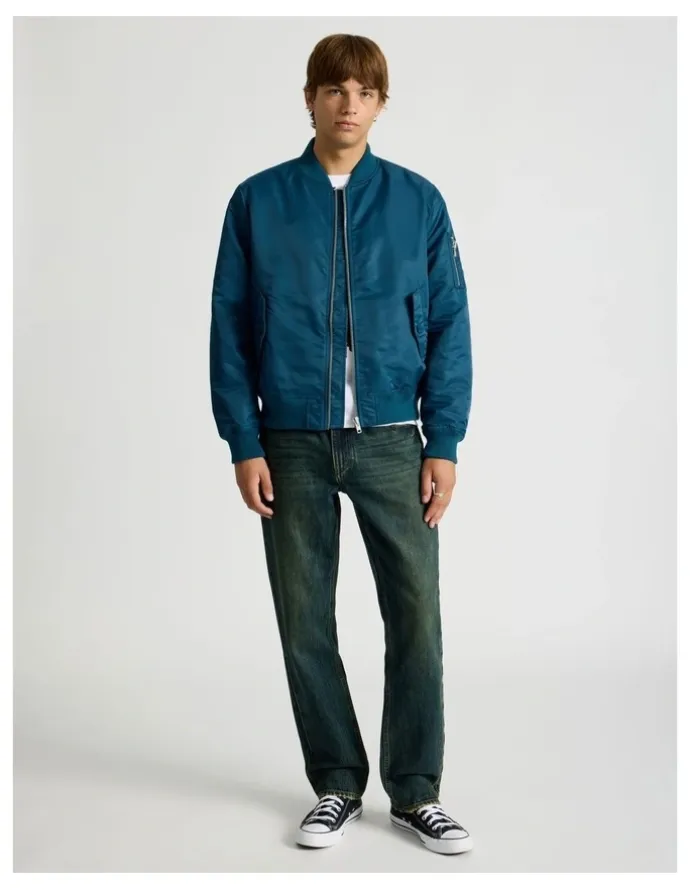 There After Nylon Bomber Jacket in Blue