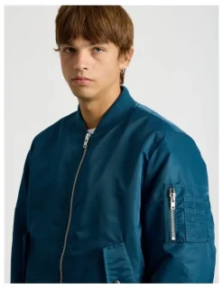 There After Nylon Bomber Jacket in Blue