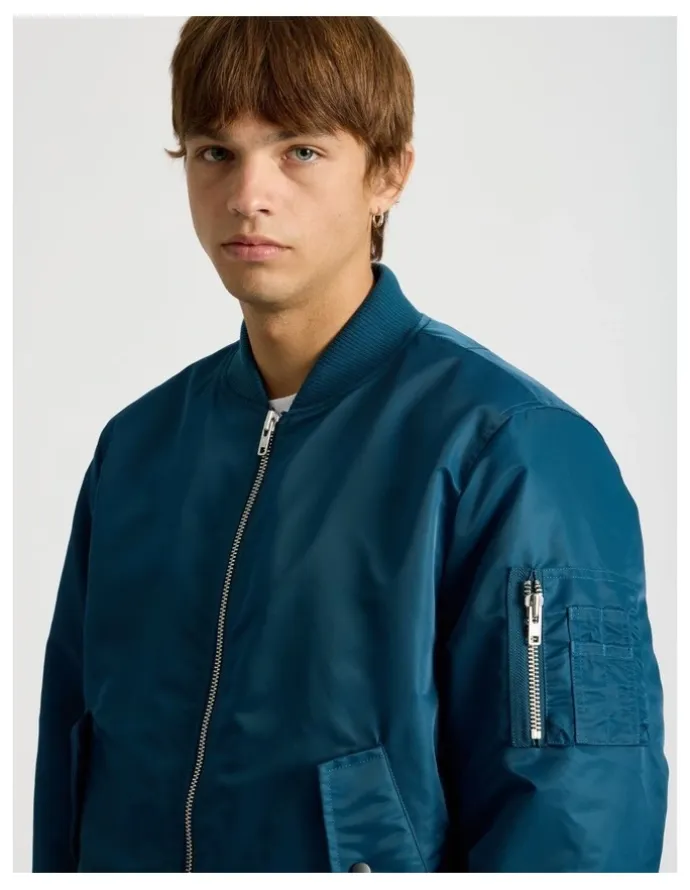 There After Nylon Bomber Jacket in Blue