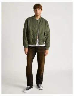 There After Nylon Bomber Jacket in Olive