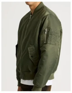 There After Nylon Bomber Jacket in Olive