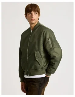 There After Nylon Bomber Jacket in Olive