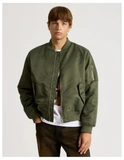 There After Nylon Bomber Jacket in Olive