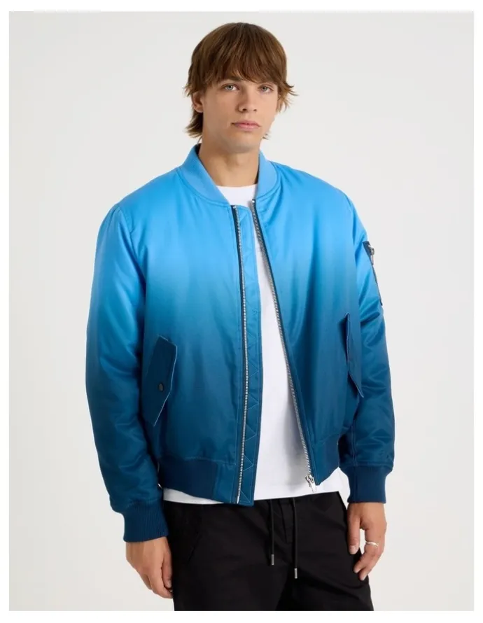 There After Ombre Bomber Jacket in Blue