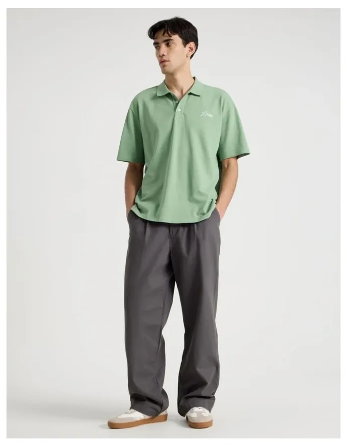 There After Plain Logo Short Sleeve Polo in Sage