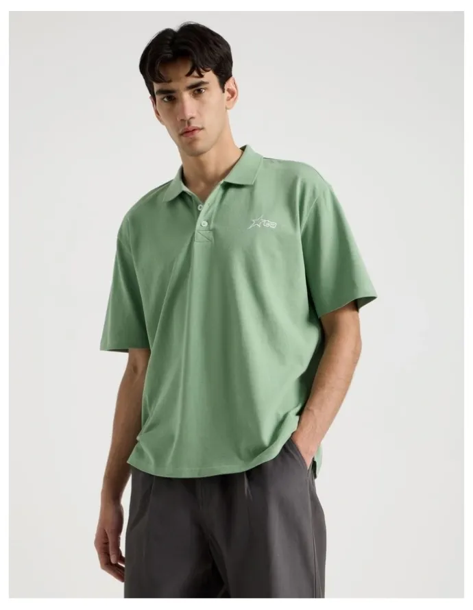 There After Plain Logo Short Sleeve Polo in Sage