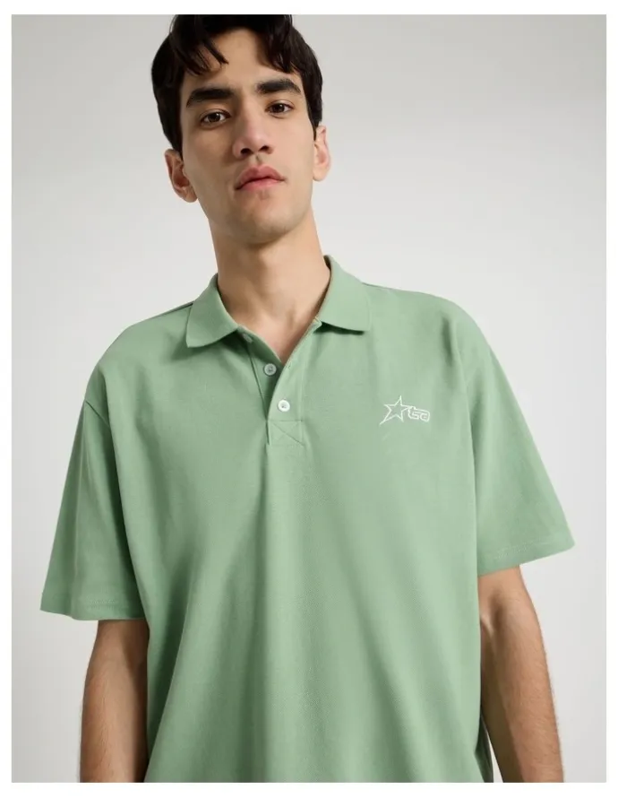 There After Plain Logo Short Sleeve Polo in Sage
