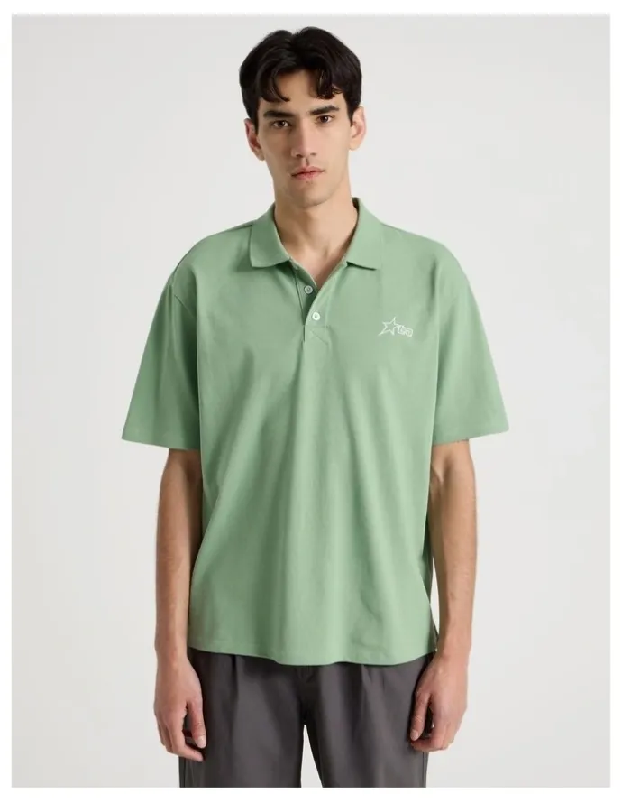 There After Plain Logo Short Sleeve Polo in Sage