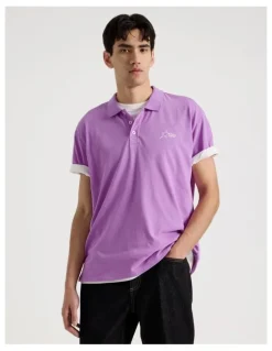 There After Plain Logo Short Sleeve Polo in Purple