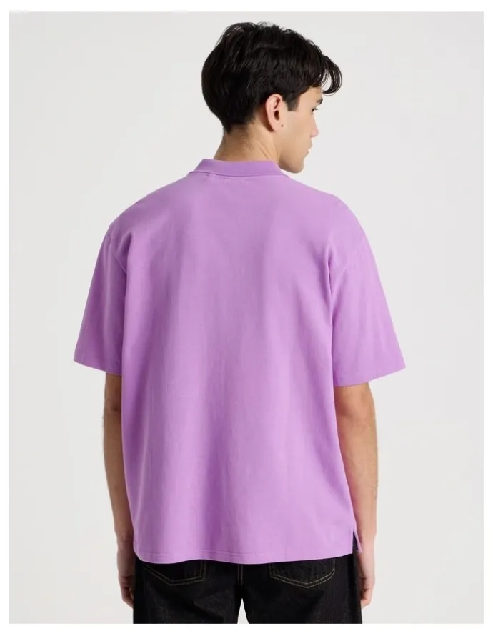 There After Plain Logo Short Sleeve Polo in Purple