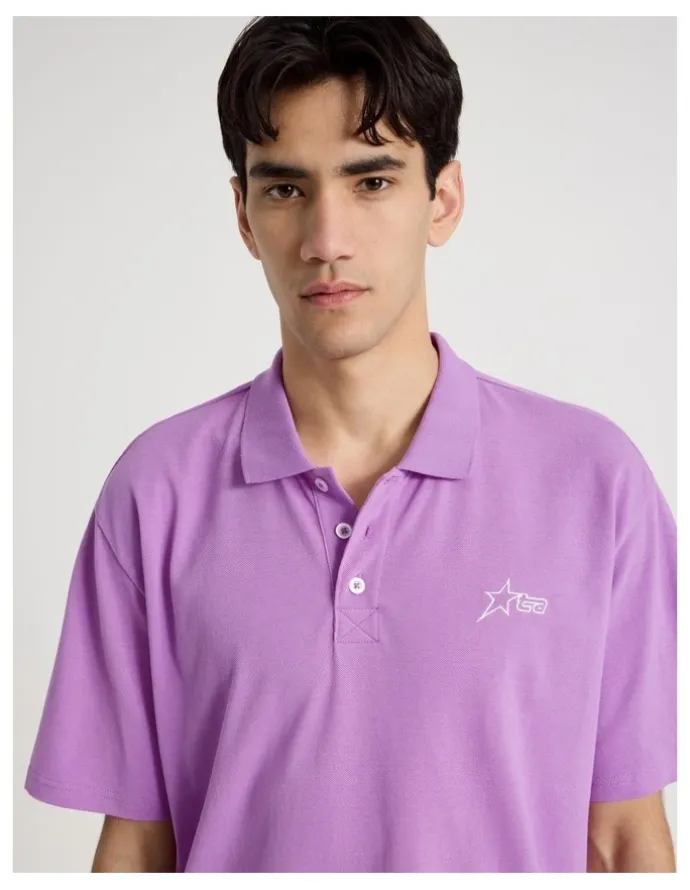 There After Plain Logo Short Sleeve Polo in Purple
