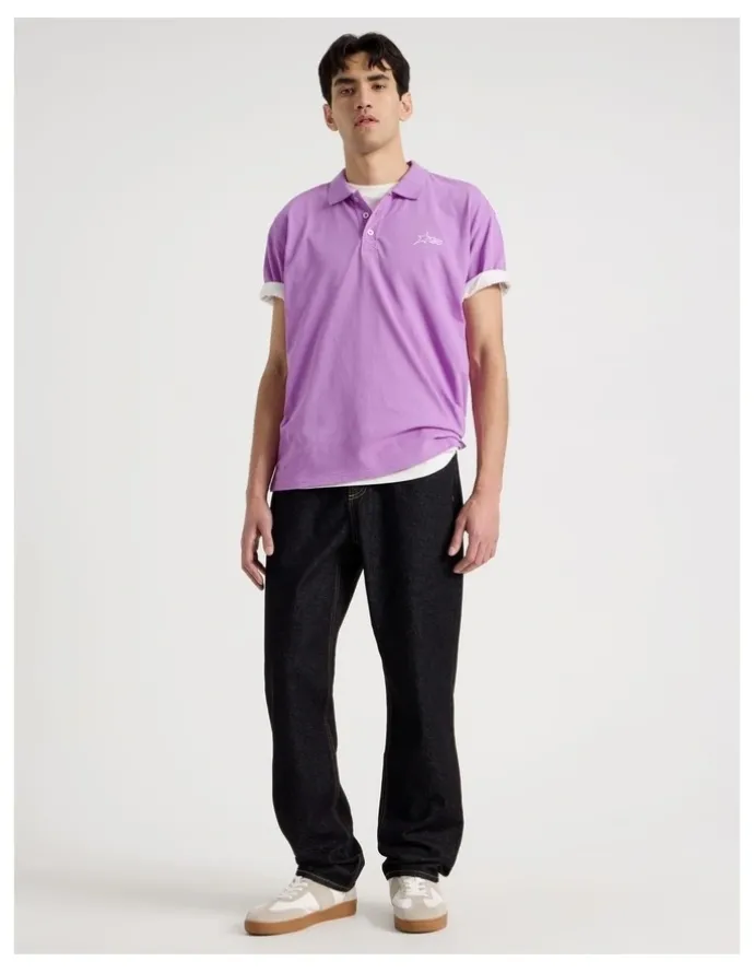 There After Plain Logo Short Sleeve Polo in Purple