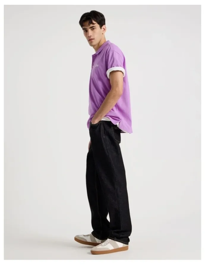 There After Plain Logo Short Sleeve Polo in Purple