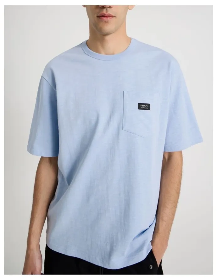There After Pocket Slub Short Sleeve Tee in Light Blue