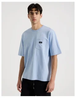 There After Pocket Slub Short Sleeve Tee in Light Blue