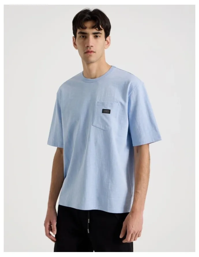 There After Pocket Slub Short Sleeve Tee in Light Blue
