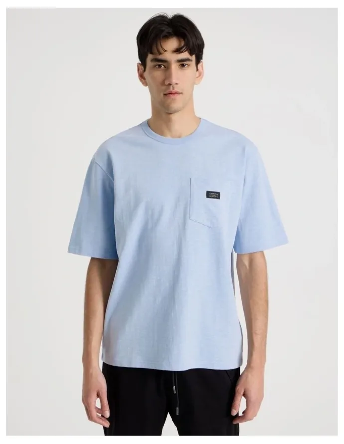 There After Pocket Slub Short Sleeve Tee in Light Blue