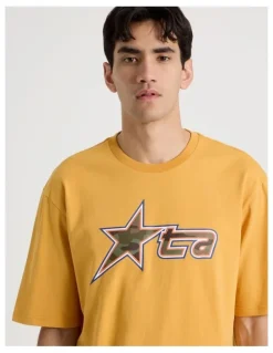 There After Retro Sport Print Short Sleeve Tee in Yellow