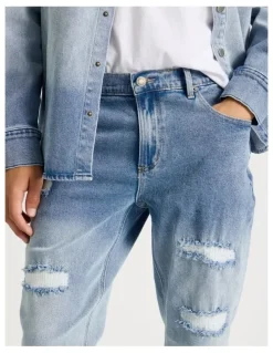 There After Rip & Repair Skinny Jeans in Blue