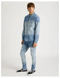 There After Rip & Repair Skinny Jeans in Blue