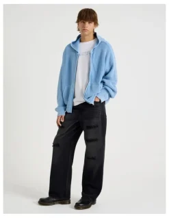 There After Rip & Repair Wide Leg Jean in Black