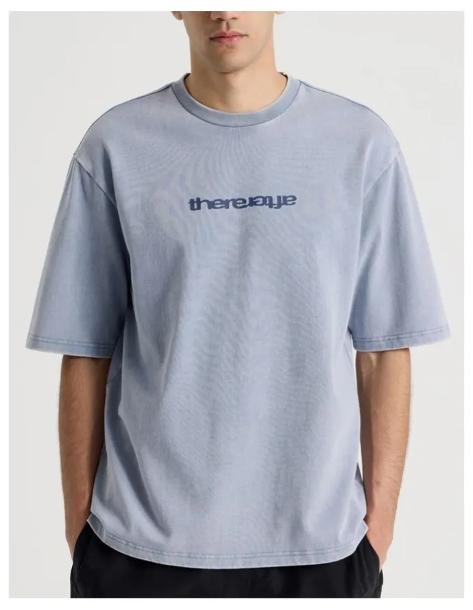 There After Snow Wash Logo Short Sleeve Tee in Blue