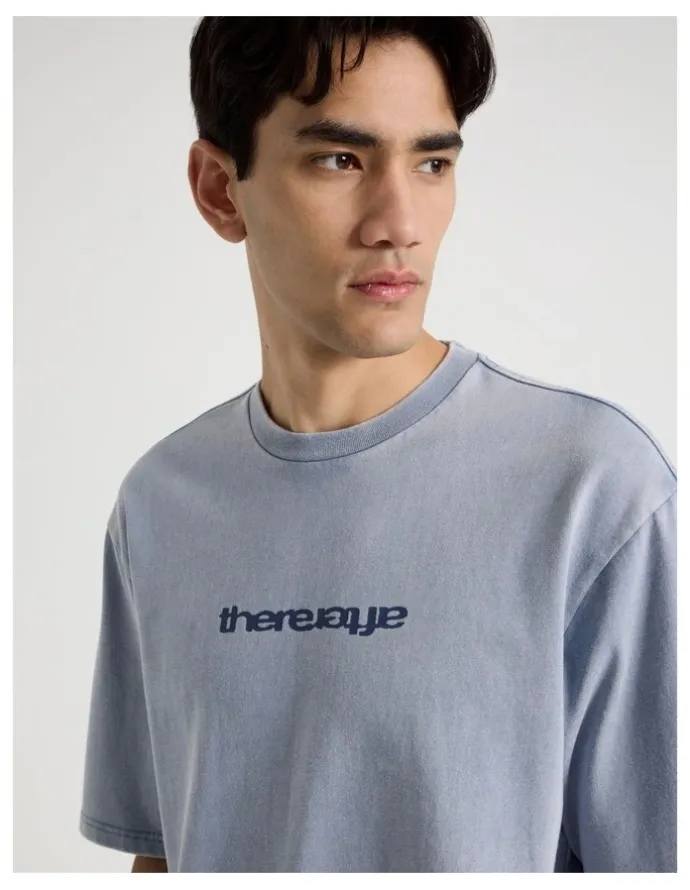There After Snow Wash Logo Short Sleeve Tee in Blue