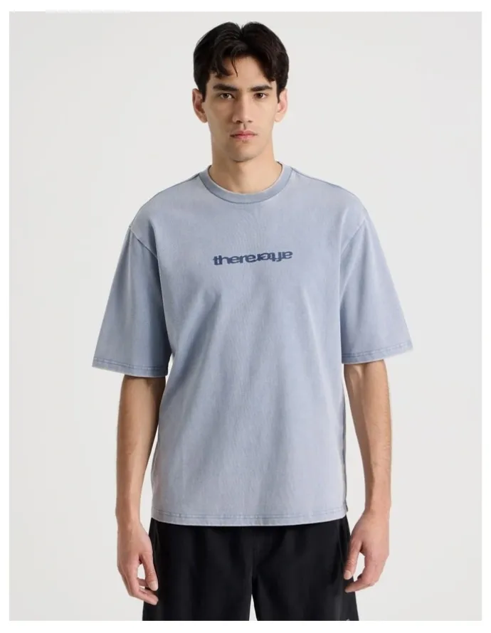 There After Snow Wash Logo Short Sleeve Tee in Blue