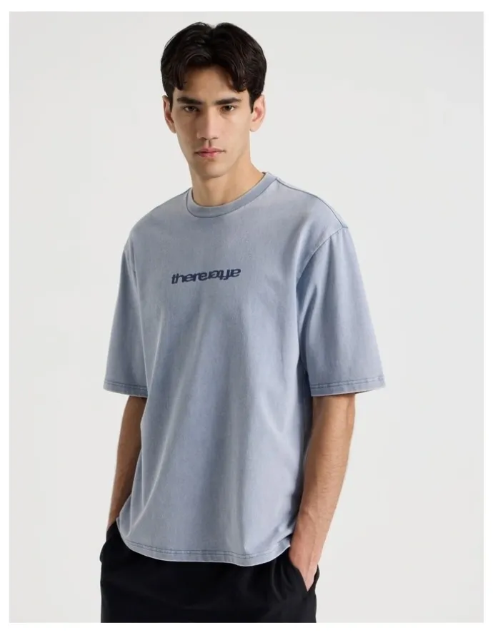 There After Snow Wash Logo Short Sleeve Tee in Blue