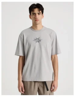 There After Snow Wash Tribal Print Short Sleeve Tee in Grey