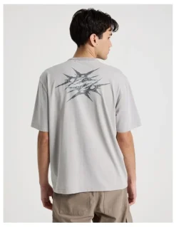 There After Snow Wash Tribal Print Short Sleeve Tee in Grey