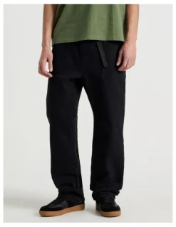 There After Straight Leg Denim Jeans with Built-In Belt in Black