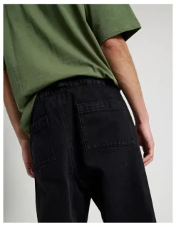 There After Straight Leg Denim Jeans with Built-In Belt in Black