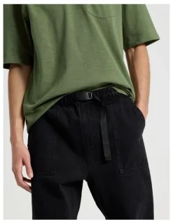 There After Straight Leg Denim Jeans with Built-In Belt in Black