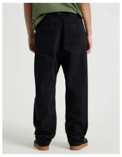 There After Straight Leg Denim Jeans with Built-In Belt in Black