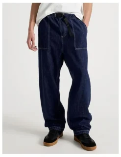 There After Straight Leg Denim Jeans with Built-In Belt in Dark Denim