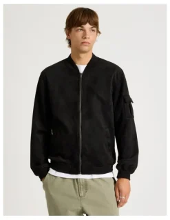 There After Sueded Bomber Jacket in Black