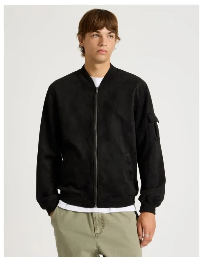 There After Sueded Bomber Jacket in Black
