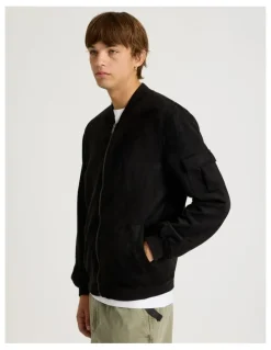 There After Sueded Bomber Jacket in Black