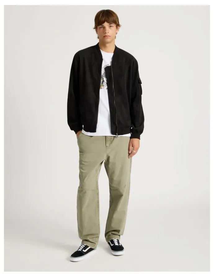 There After Sueded Bomber Jacket in Black