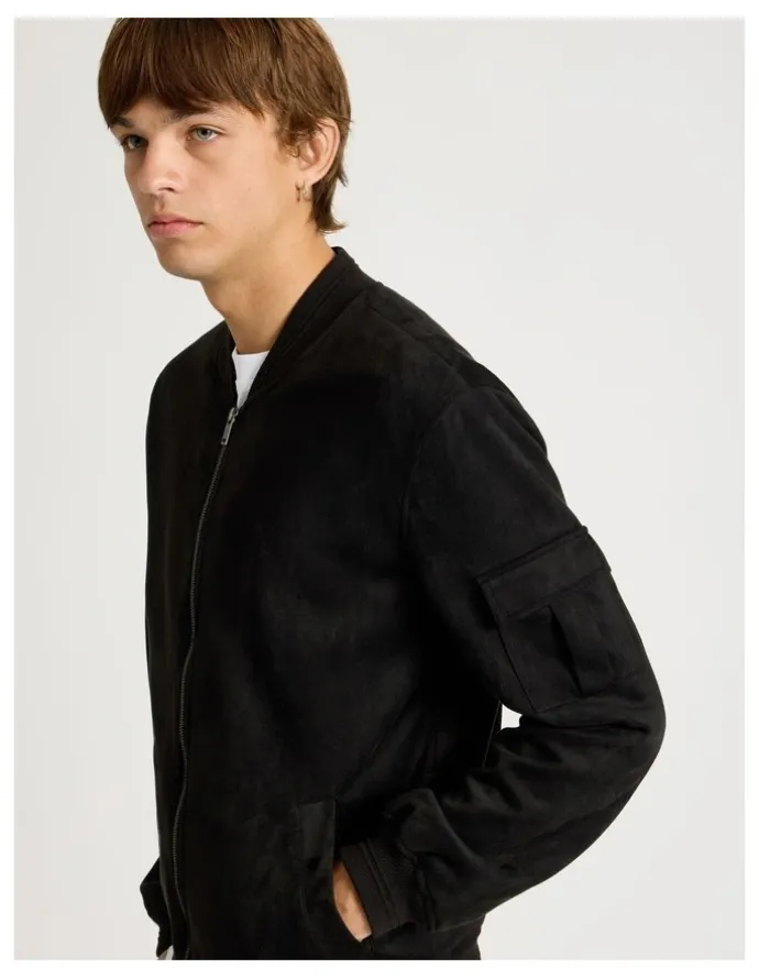 There After Sueded Bomber Jacket in Black