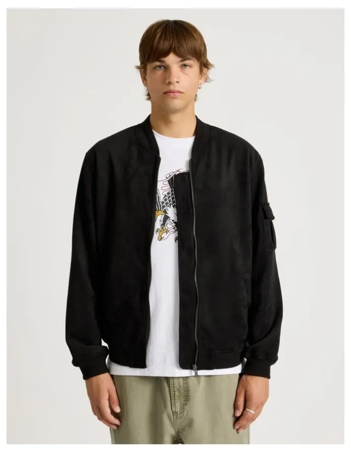 There After Sueded Bomber Jacket in Black