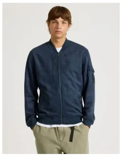 There After Sueded Bomber Jacket in Blue