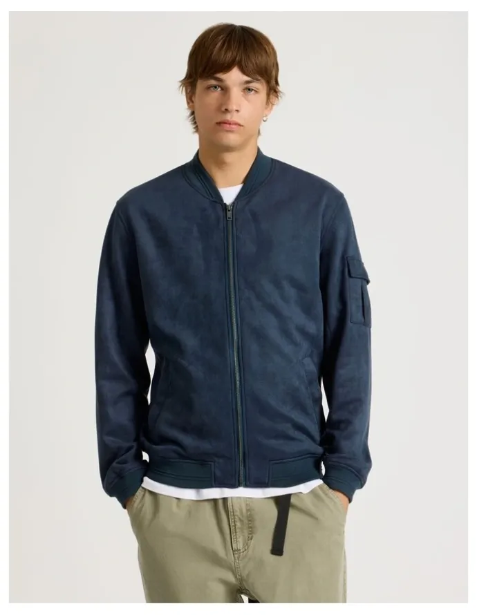 There After Sueded Bomber Jacket in Blue